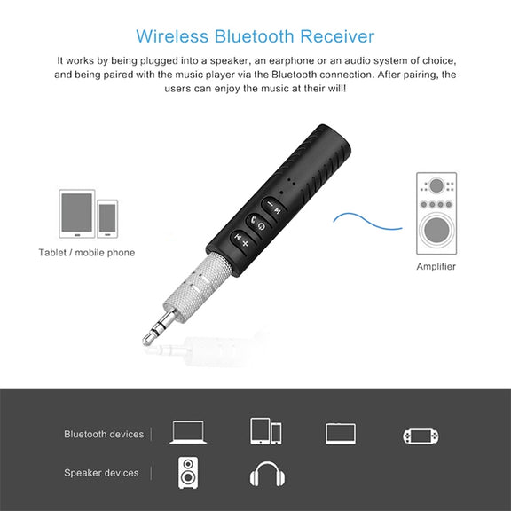 H-139 3.5mm Lavalier Bluetooth Audio Receiver with Metal Adapter(White)