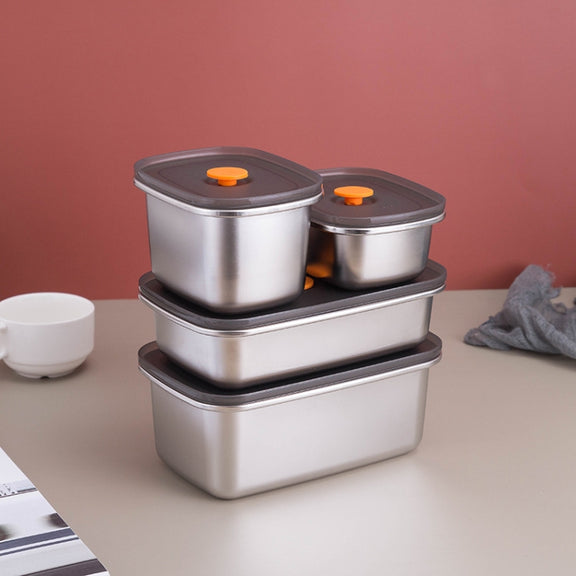 Refrigerator Fruit Fresh-Keeping Box 304 Stainless Steel Sealed Lunch Box, Capacity: 450ml
