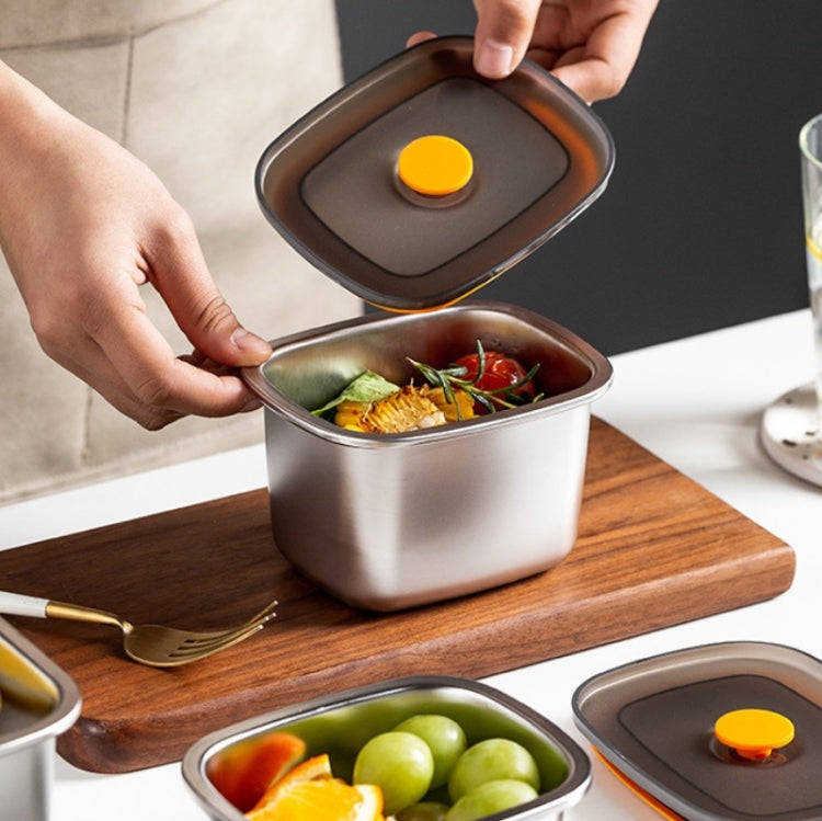 Refrigerator Fruit Fresh-Keeping Box 304 Stainless Steel Sealed Lunch Box, Capacity: 450ml
