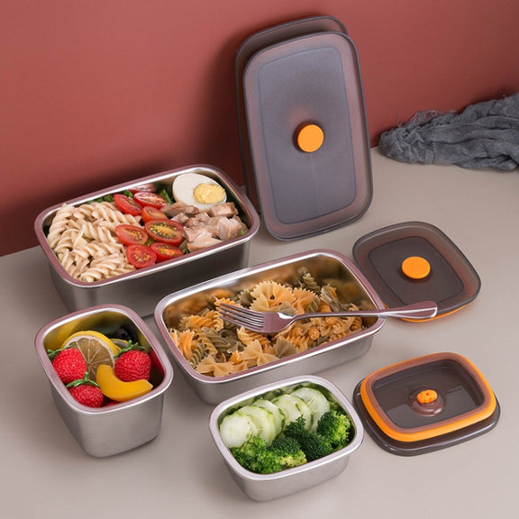 Refrigerator Fruit Fresh-Keeping Box 304 Stainless Steel Sealed Lunch Box, Capacity: 450ml