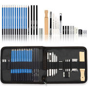 KALOUR 33 in 1 Sketch Pencil Set Beginner Brush Art Supplies(Black)