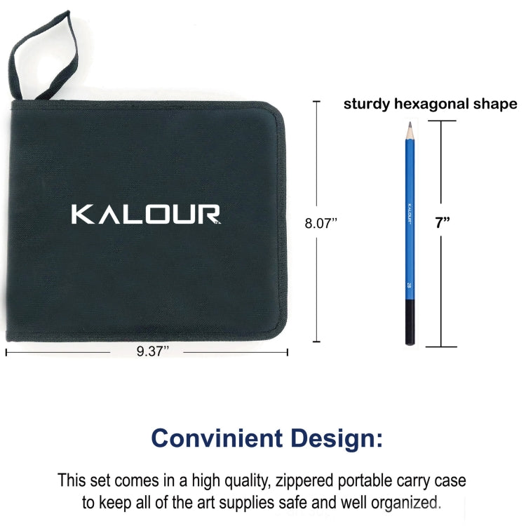 KALOUR 33 in 1 Sketch Pencil Set Beginner Brush Art Supplies(Black)