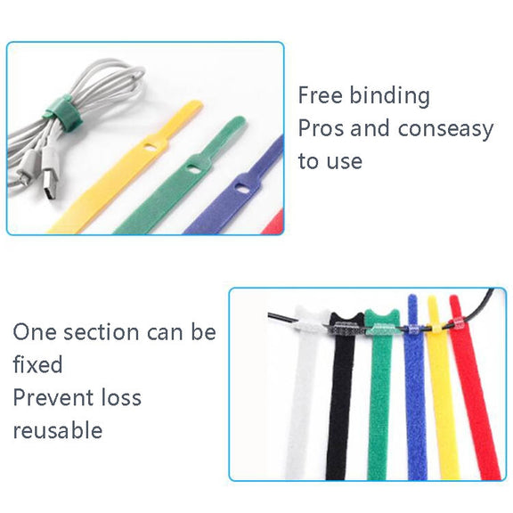 60 PCS T-Shaped Cable Organizer Belt Nylon Winder Buckle, Length: 20cm(Color Random Delivery)