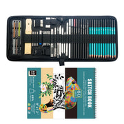 50 in 1 Sketch Pencil Tool Set High-Gloss Metal Pen Carbon Pen Painting Art Set(Black)