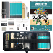 50 in 1 Sketch Pencil Tool Set High-Gloss Metal Pen Carbon Pen Painting Art Set(Black)