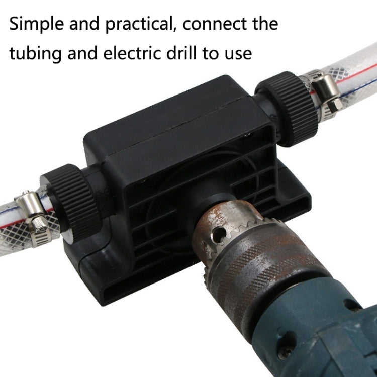 Portable Mini Water Pump Electric Drill Driven High Flow Oil Pump, Standard With Two Connectors(Black)