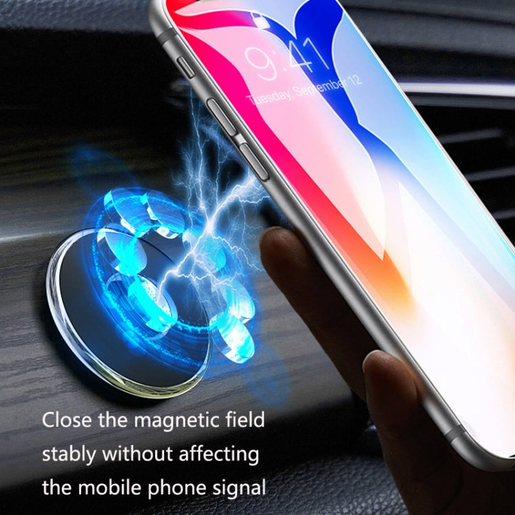 Q6 Car Magnetic Mobile Phone Holder Round Car Dashboard Navigation Bracket(Silver)