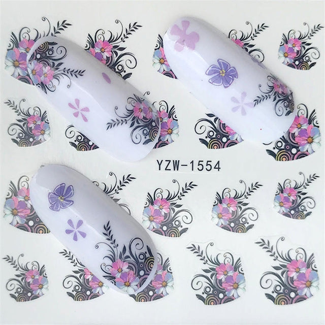 10 PCS Summer Colorful Nail Sticker Water Transfer Nail Decorations(YZW-1554)