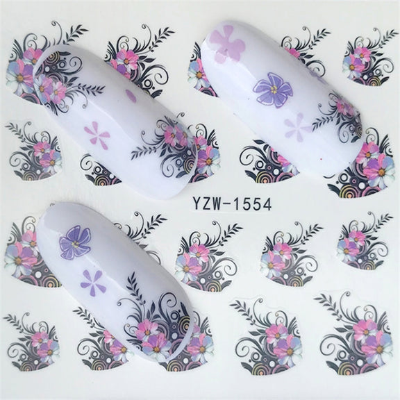 10 PCS Summer Colorful Nail Sticker Water Transfer Nail Decorations(YZW-1554)