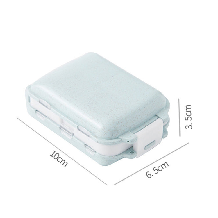 6 PCS C1617 Portable Dispensing Sealed Pill Box Wheat Straw Large-capacity Storage Box(Blue)