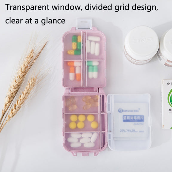 6 PCS C1617 Portable Dispensing Sealed Pill Box Wheat Straw Large-capacity Storage Box(Pink)