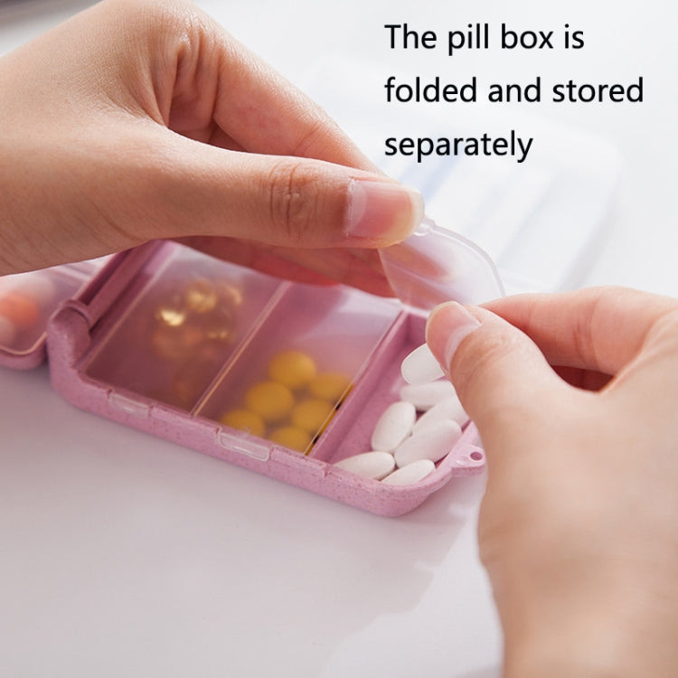 6 PCS C1617 Portable Dispensing Sealed Pill Box Wheat Straw Large-capacity Storage Box(Blue)