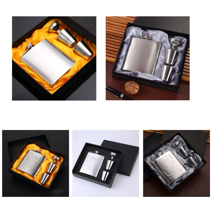 Portable Stainless Steel Hip Flask Set With Wine Glass Funnel(7OZ Jack Black Core)