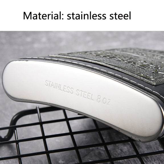 Portable Stainless Steel Hip Flask Set With Wine Glass Funnel, Style: 8OZ Old Jack Patch Core