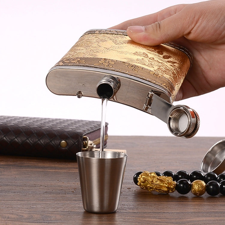 Portable Stainless Steel Hip Flask Set With Wine Glass Funnel, Style: 8OZ Old Jack Patch Core