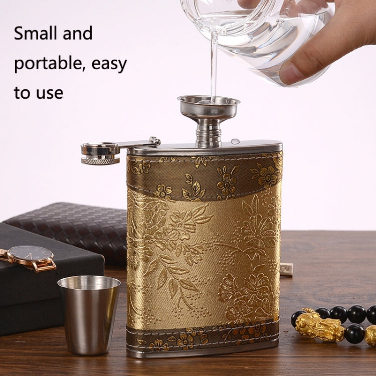 Portable Stainless Steel Hip Flask Set With Wine Glass Funnel, Style: 8OZ Old Jack Patch Core