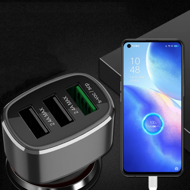 Three USB Ports Car Fast Charging Charger For Huawei/For OPPO/VIVO/OnePlus And Other Flash Charging, Model: GT680 Black