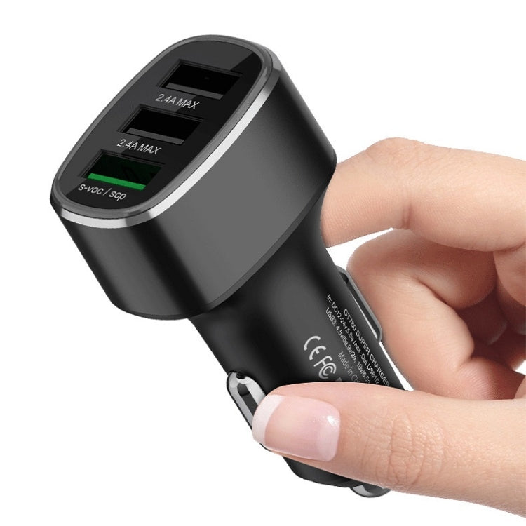 Three USB Ports Car Fast Charging Charger For Huawei/For OPPO/VIVO/OnePlus And Other Flash Charging, Model: GT680 Gray