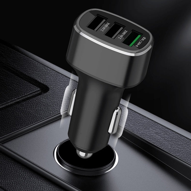 Three USB Ports Car Fast Charging Charger For Huawei/For OPPO/VIVO/OnePlus And Other Flash Charging, Model: GT680 Gray
