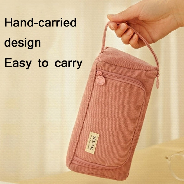 Angoo Student Large-Capacity Stationery Bag Portable Gift Cosmetic Bag(Grass Green  Corduroy)