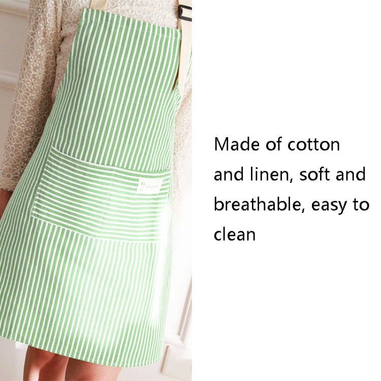Kitchen Home Cooking Apron Restaurant Works Striped Cotton And Linen Apron(Coffee)