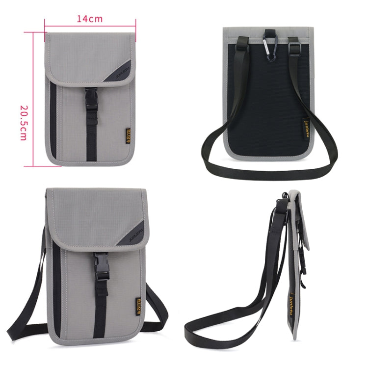 1062 Travel Passport Bag RFID Multi-Function Document Holder Hanging Neck Ticket Protective Case(Light Grey)
