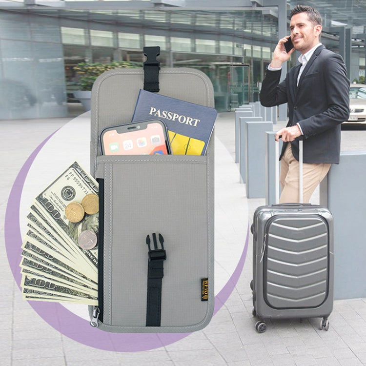 1062 Travel Passport Bag RFID Multi-Function Document Holder Hanging Neck Ticket Protective Case(Black)