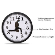 Walking Clock Businessman Briefcase Glass Wall Clock Personality Clock Decoration Round Clock(White)