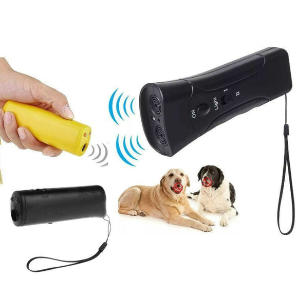 LED Flashlight Ultrasonic Dog Repeller Portable Dog Trainer, Colour: Single-headed Black(Colorful Package)