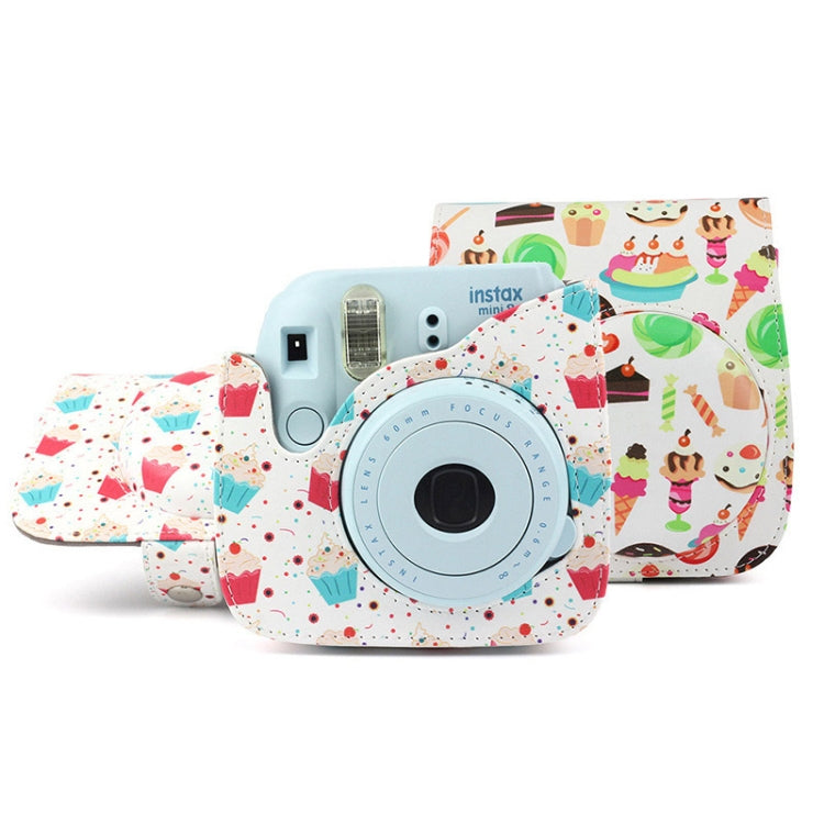 Full Body Camera PU Leather Case Bag with Strap for FUJIFILM instax mini 9 / mini 8+ / mini 8(Dessert Series)