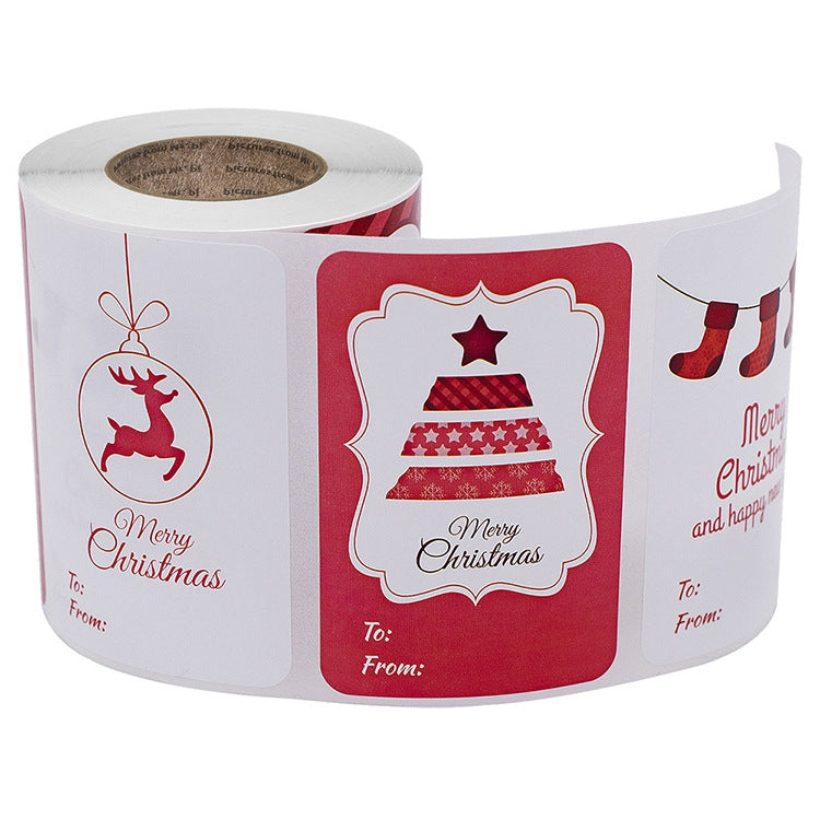 LG-Q090904-50/75 Red Christmas Elk Sticker Self Adhesive Gift Label, Size: 50x76mm(Red)