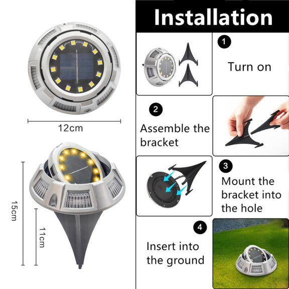 Outdoor Solar Underground Lamp Rotating Buried Lawn Lamp , Spec: 8 LEDs Warm+Blue Light (Plastic Shell)