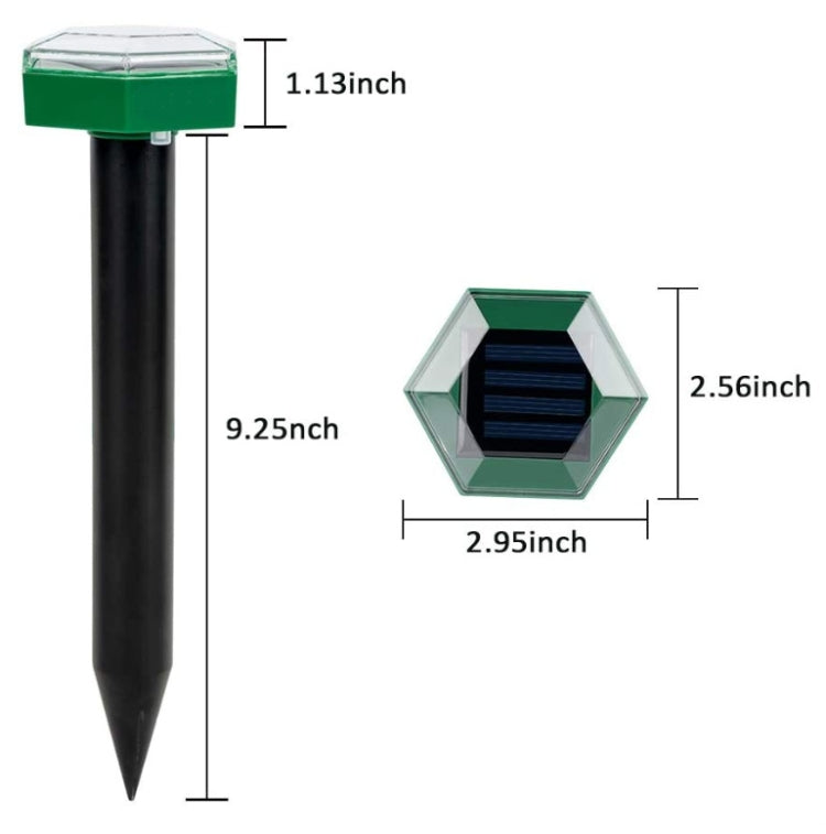 Outdoor Hexagonal Solar Ultrasonic Mole Repeller Inserted Into The Lawn Outdoor Animal Repeller(Green)