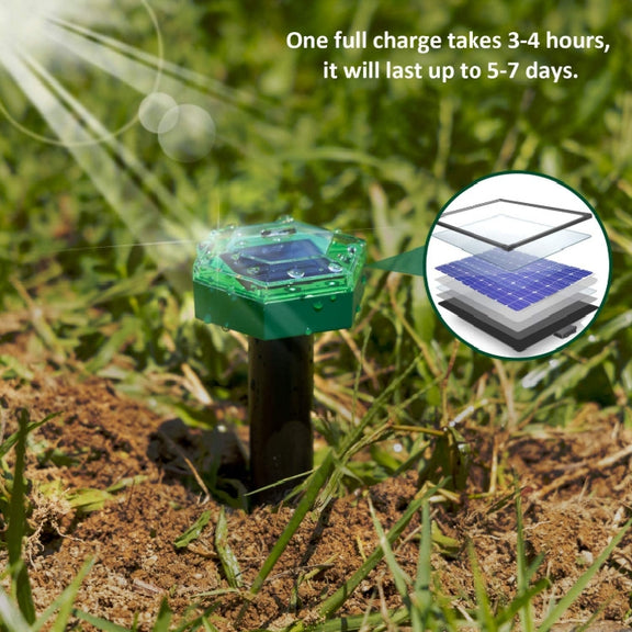 Outdoor Hexagonal Solar Ultrasonic Mole Repeller Inserted Into The Lawn Outdoor Animal Repeller(Green)