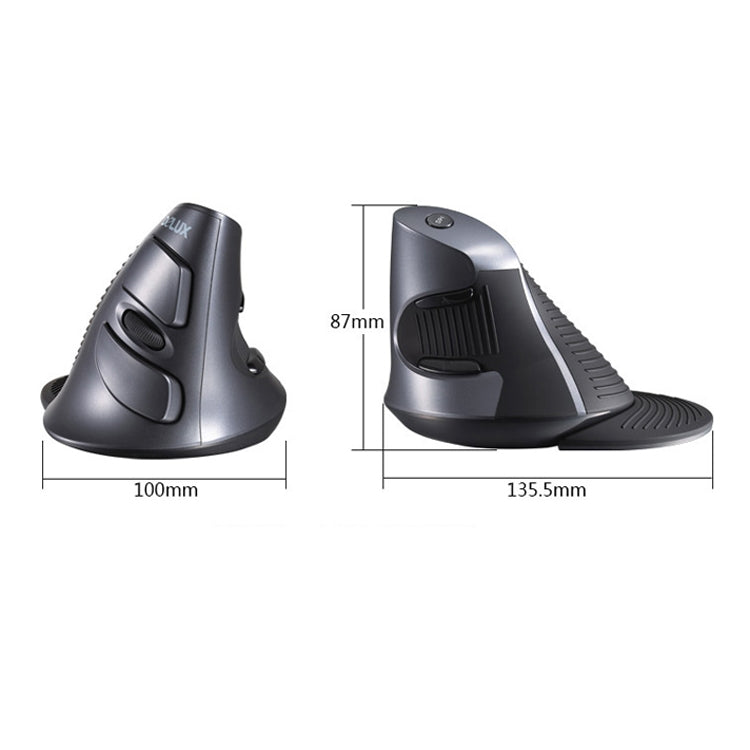 DELUX M618 6-Keys Vertical Snail Ergonomic Wireless Mouse(Black)