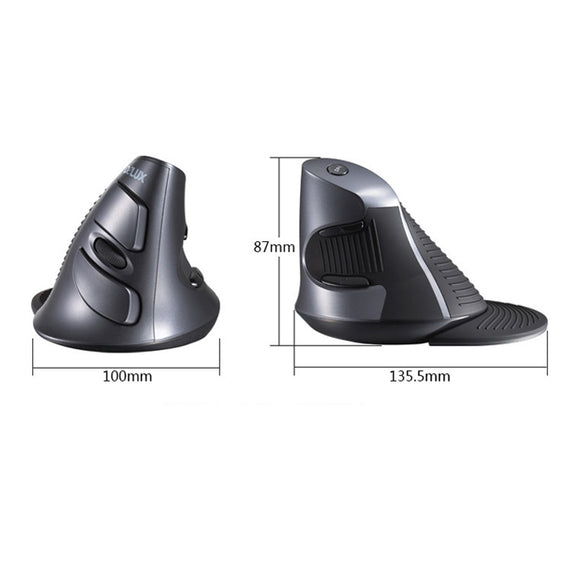 DELUX M618 6-Keys Vertical Snail Ergonomic Wireless Mouse(Black)