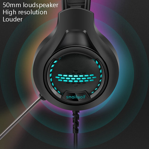 Smailwolf AK3 Headset Game Headphones Wired Luminous Desktop Computer Headset, Style: 3.5mm Double Plug