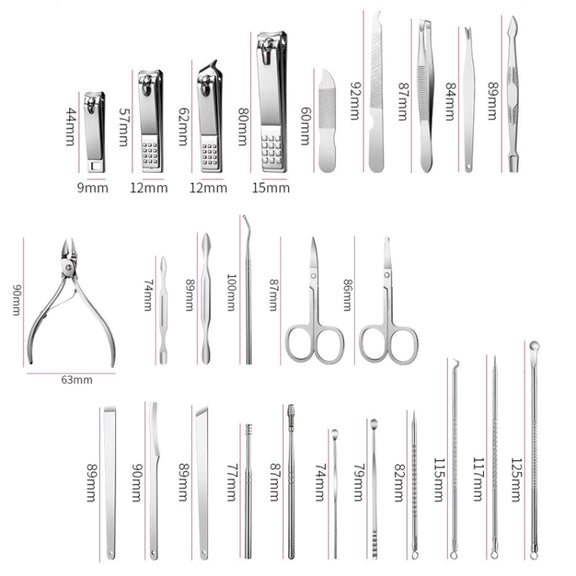 26 In 1  Pink  Nail Clipper Set Manicure Set Stainless Steel Nail Clipper Manicure Tool