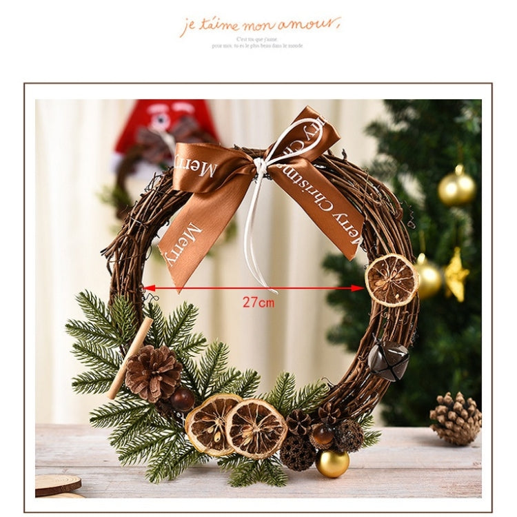 Christmas Decoration Wreath Garland Rattan Door Hanging, Specification: Lemon