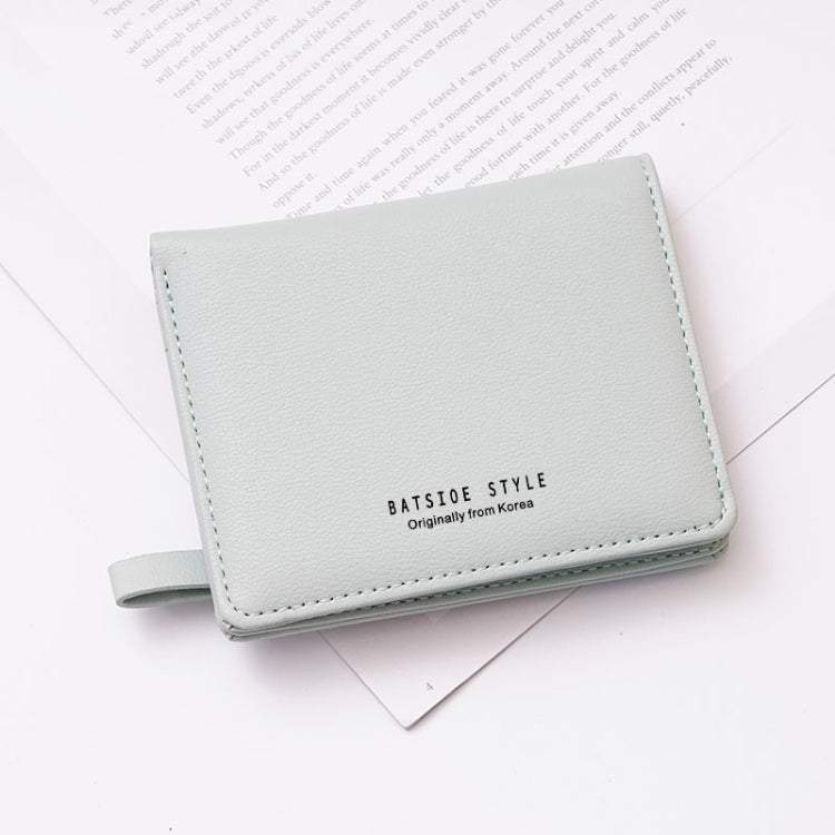 BATSIOE Short Type Ladies Wallet Small Fresh Two-Fold Student Bag Simple Multi-Card Coin Purse(Green)