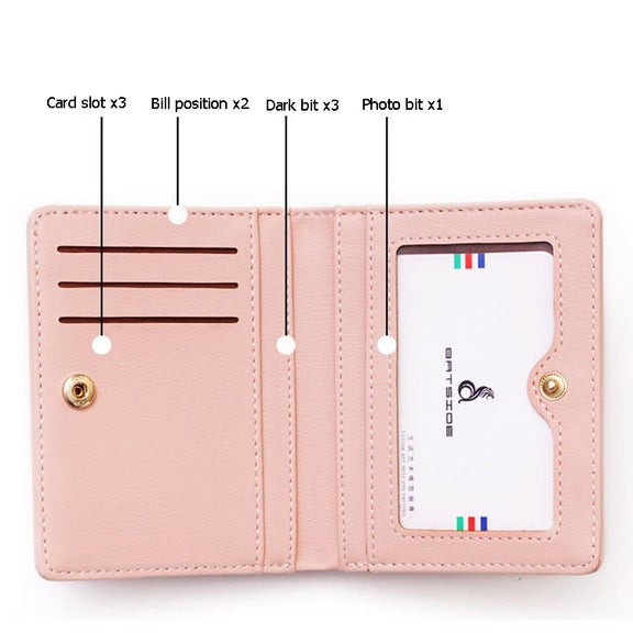 BATSIOE Short Type Ladies Wallet Small Fresh Two-Fold Student Bag Simple Multi-Card Coin Purse(Green)