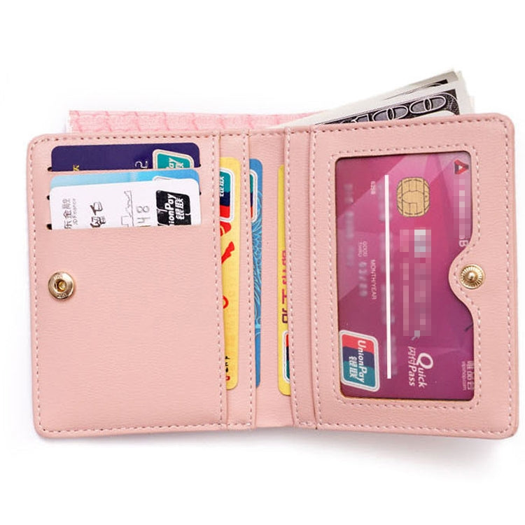 BATSIOE Short Type Ladies Wallet Small Fresh Two-Fold Student Bag Simple Multi-Card Coin Purse(Green)