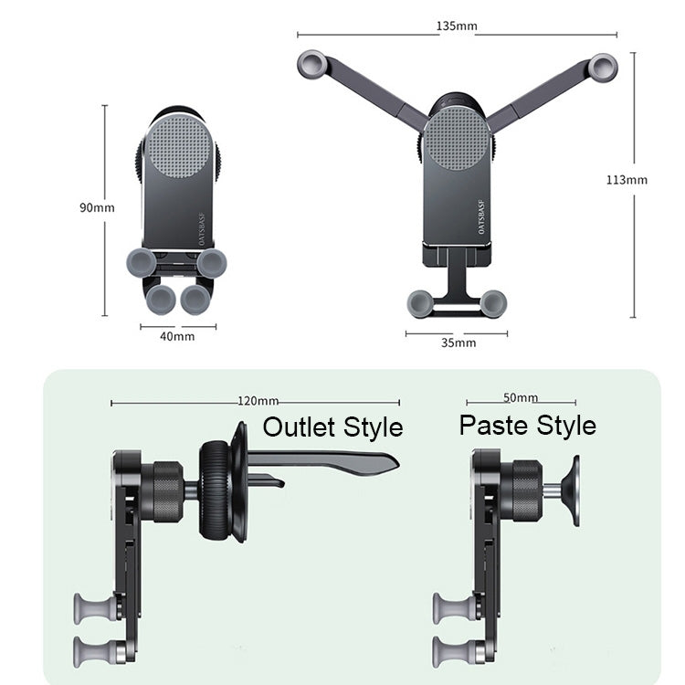 Oatsbasf Car Gravity Metal Bracket Scalable and Stable Mobile Phone Bracket Folding Screen Mobile Phone Exclusive Car Bracket(Outlet Black)