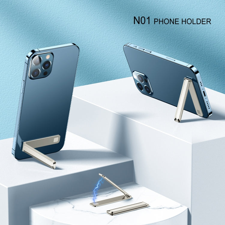 Oatsbasf 03654 Mini Mobile Phone Holder Back Sticker Portable Folding Desktop Multifunctional Magnetic Stand(Gold)