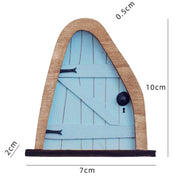 Courtyard Wooden Miniature Fairy Dwarf Door Tree Decoration(Oval Door (Blue))