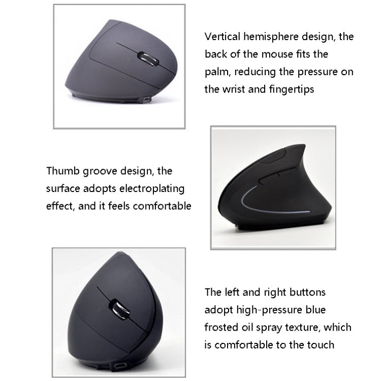 JS-5D 6 Keys 2.4G Ergonomic Vertical Mouse Cross-Border Wireless Charging Mouse(Wireless Charging Type)