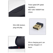 JS-5D 6 Keys 2.4G Ergonomic Vertical Mouse Cross-Border Wireless Charging Mouse(Wireless Charging Type)