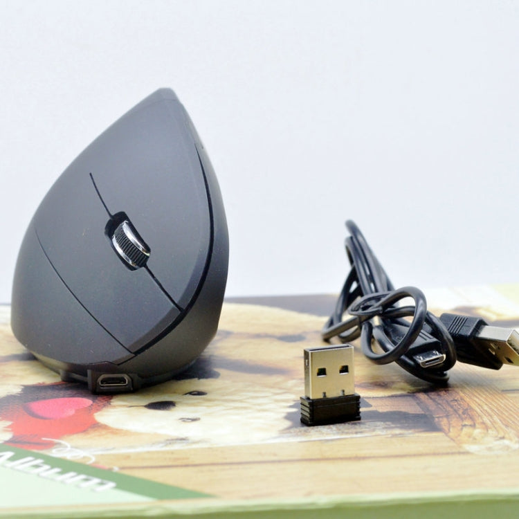 JS-5D 6 Keys 2.4G Ergonomic Vertical Mouse Cross-Border Wireless Charging Mouse(Wireless Charging Type)