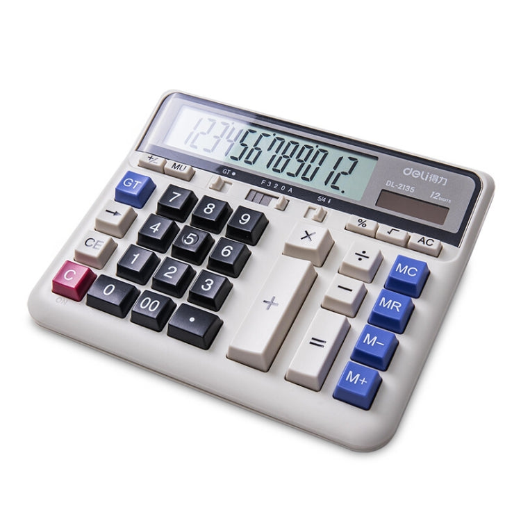 Deli 2135 Computer Keyboard Calculator Big Button Bank Office Finance Accounting Solar Calculator(White)