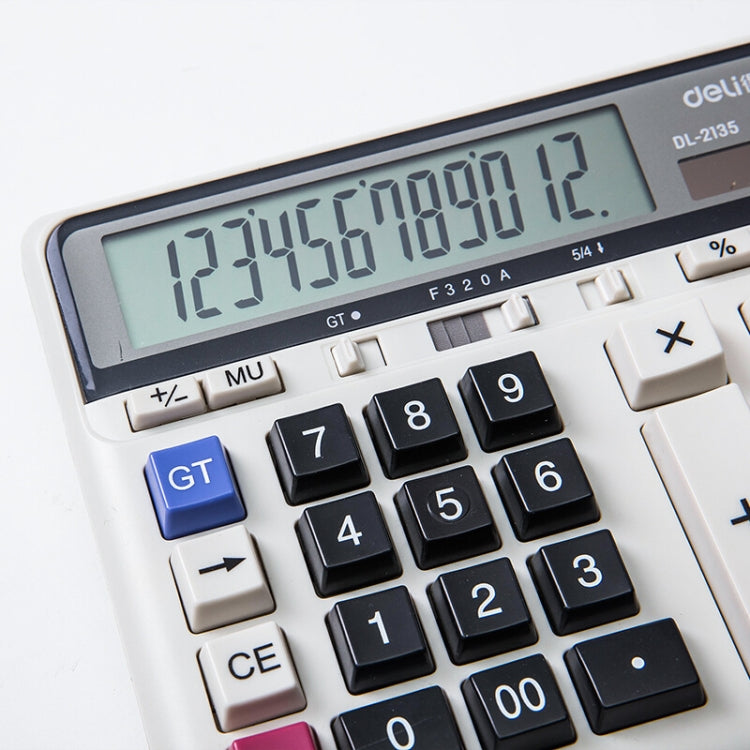 Deli 2135 Computer Keyboard Calculator Big Button Bank Office Finance Accounting Solar Calculator(White)